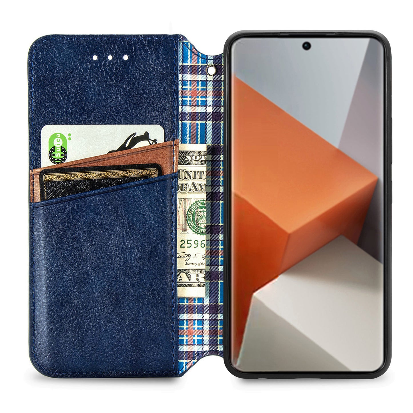 For Xiaomi Redmi Note 13 Pro+ 5G Cover Rhombus Imprinted Leather Phone Case - Blue