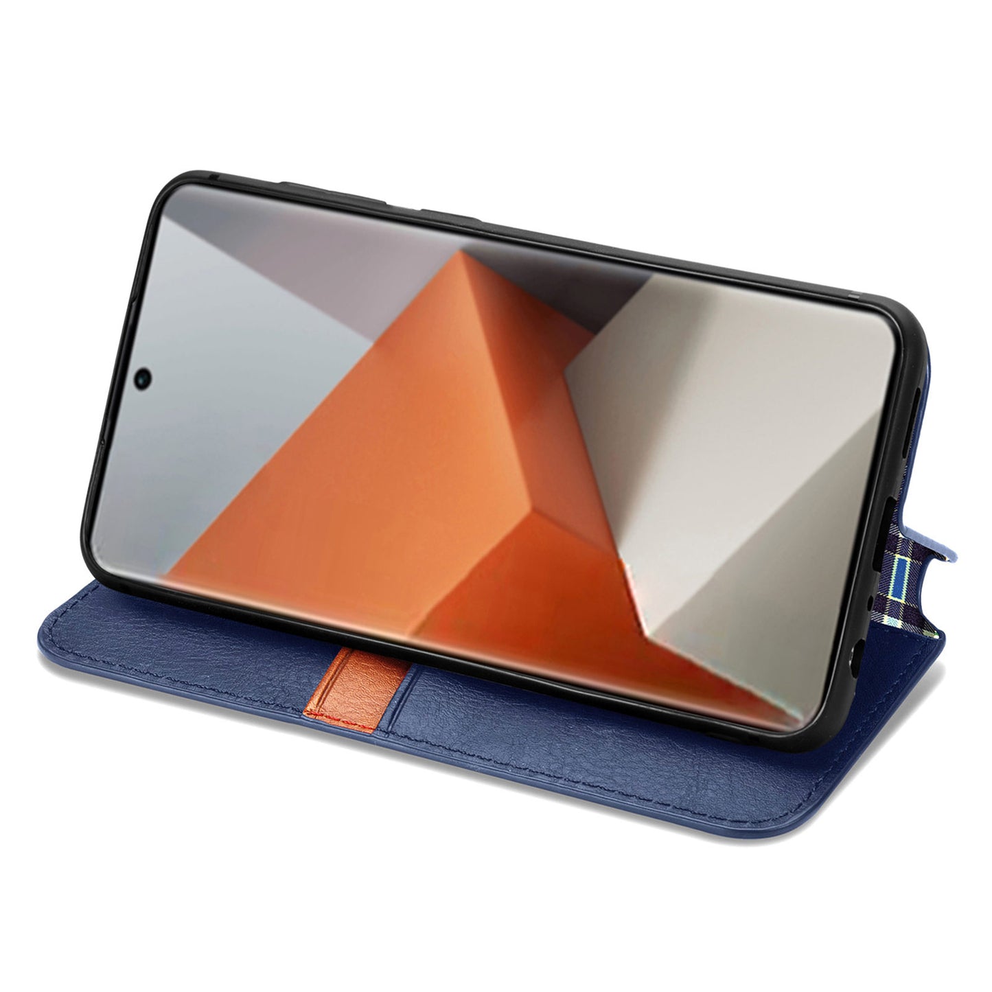 For Xiaomi Redmi Note 13 Pro+ 5G Cover Rhombus Imprinted Leather Phone Case - Blue