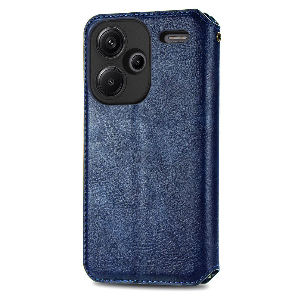 For Xiaomi Redmi Note 13 Pro+ 5G Cover Rhombus Imprinted Leather Phone Case - Blue