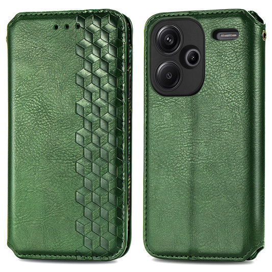 For Xiaomi Redmi Note 13 Pro+ 5G Cover Rhombus Imprinted Leather Phone Case - Green