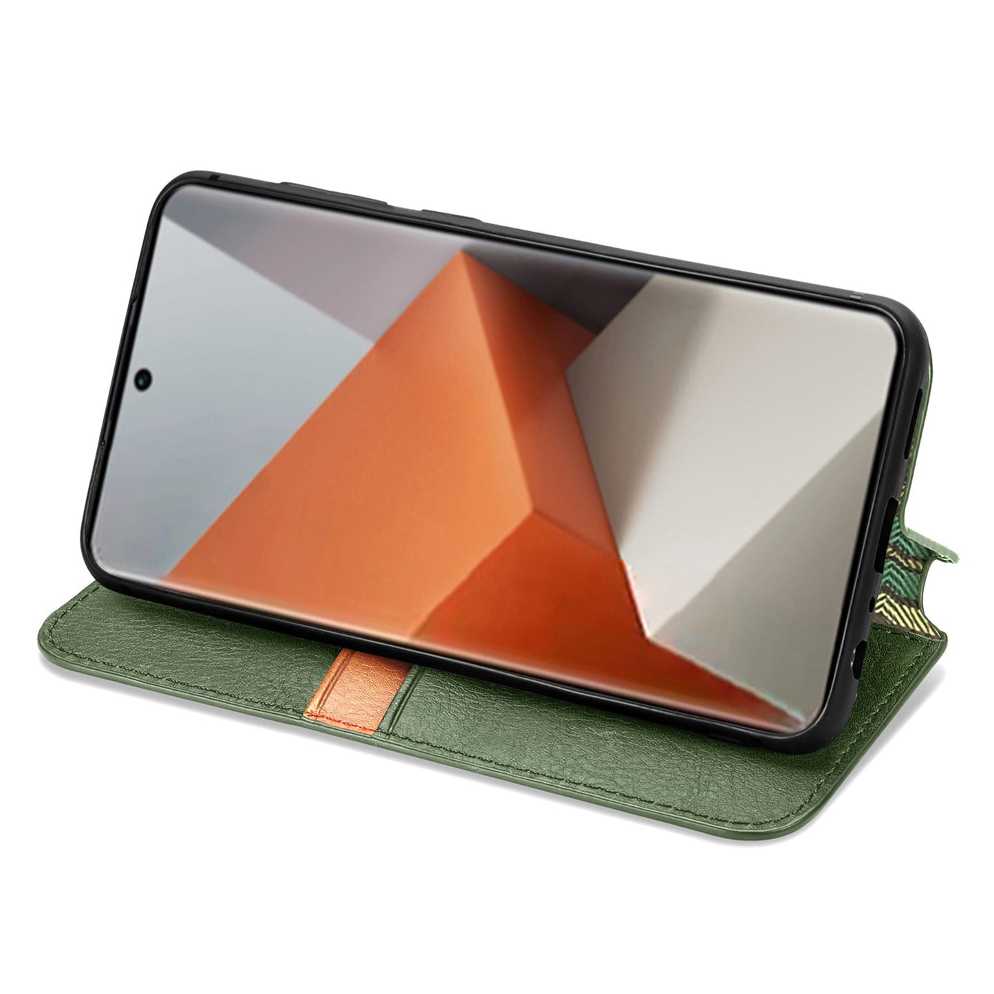 For Xiaomi Redmi Note 13 Pro+ 5G Cover Rhombus Imprinted Leather Phone Case - Green