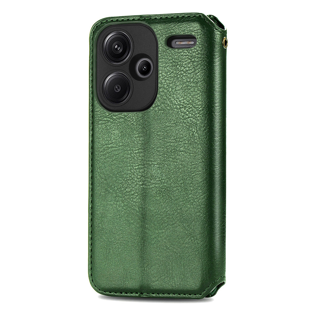 For Xiaomi Redmi Note 13 Pro+ 5G Cover Rhombus Imprinted Leather Phone Case - Green