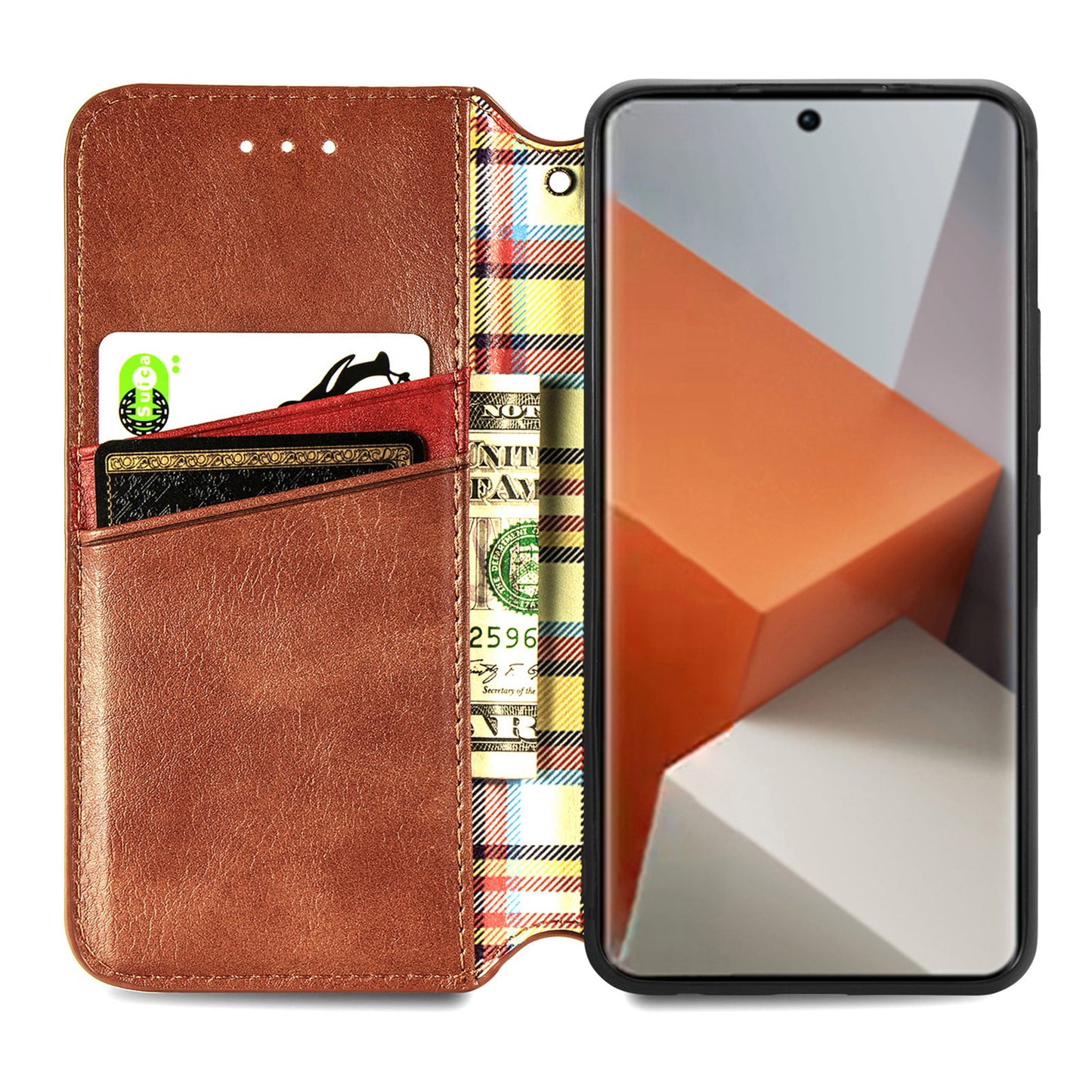 For Xiaomi Redmi Note 13 Pro+ 5G Cover Rhombus Imprinted Leather Phone Case - Brown