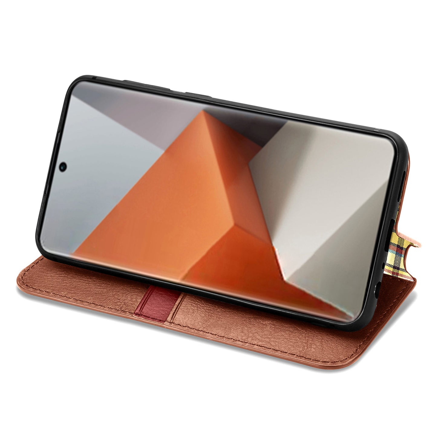 For Xiaomi Redmi Note 13 Pro+ 5G Cover Rhombus Imprinted Leather Phone Case - Brown