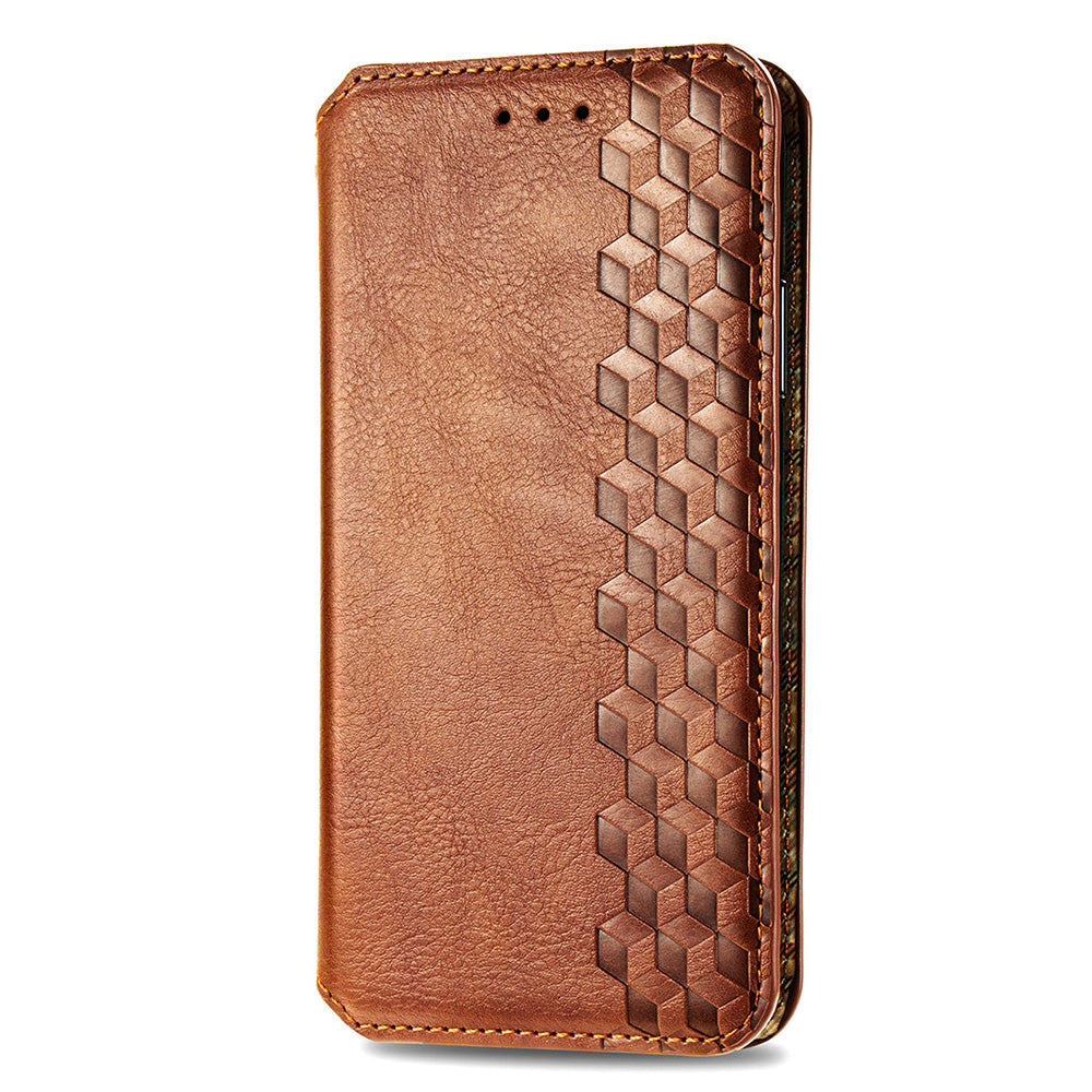 For Xiaomi Redmi Note 13 Pro+ 5G Cover Rhombus Imprinted Leather Phone Case - Brown