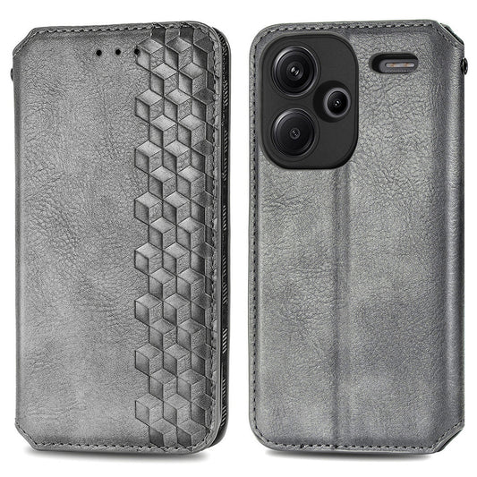 For Xiaomi Redmi Note 13 Pro+ 5G Cover Rhombus Imprinted Leather Phone Case - Grey