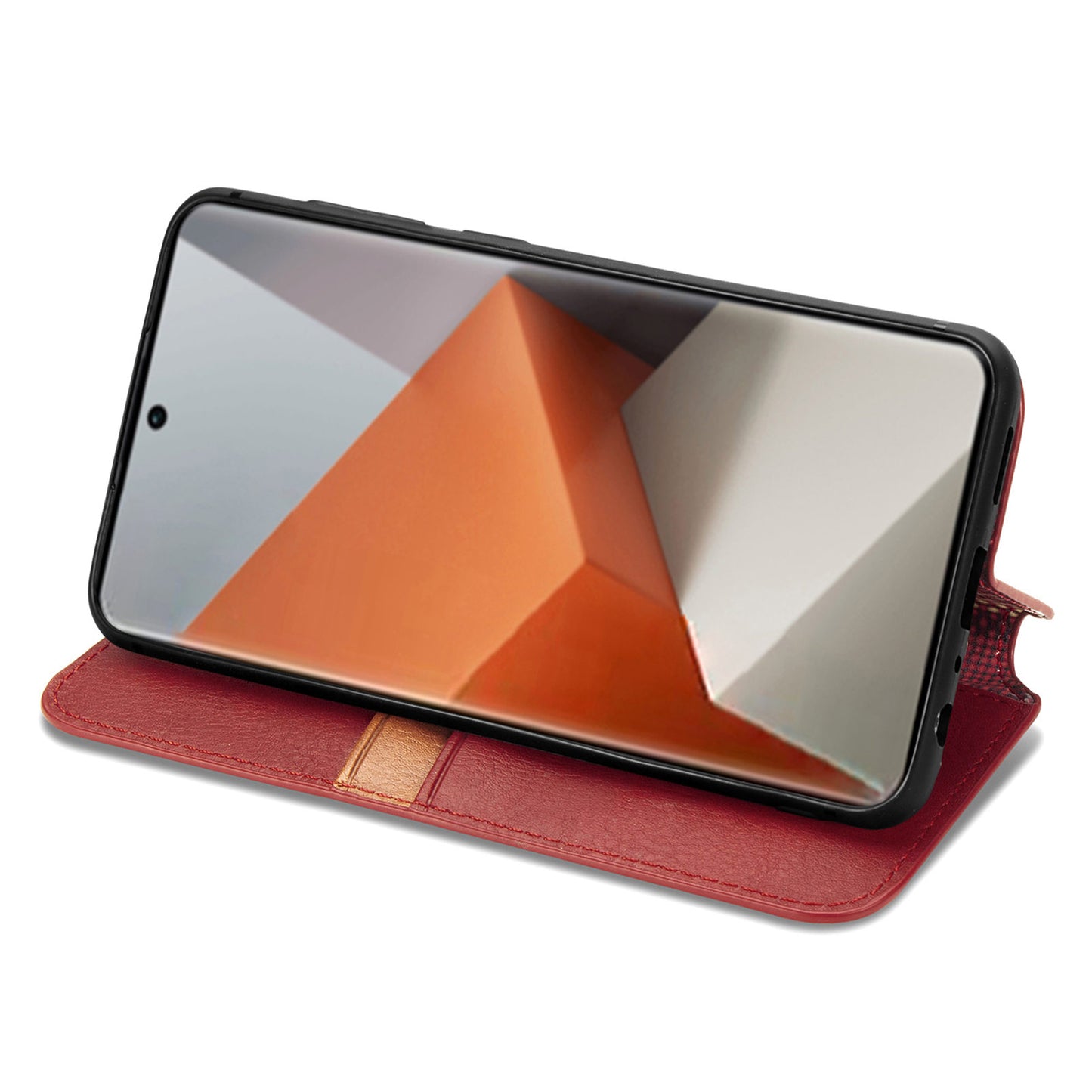 For Xiaomi Redmi Note 13 Pro+ 5G Cover Rhombus Imprinted Leather Phone Case - Red