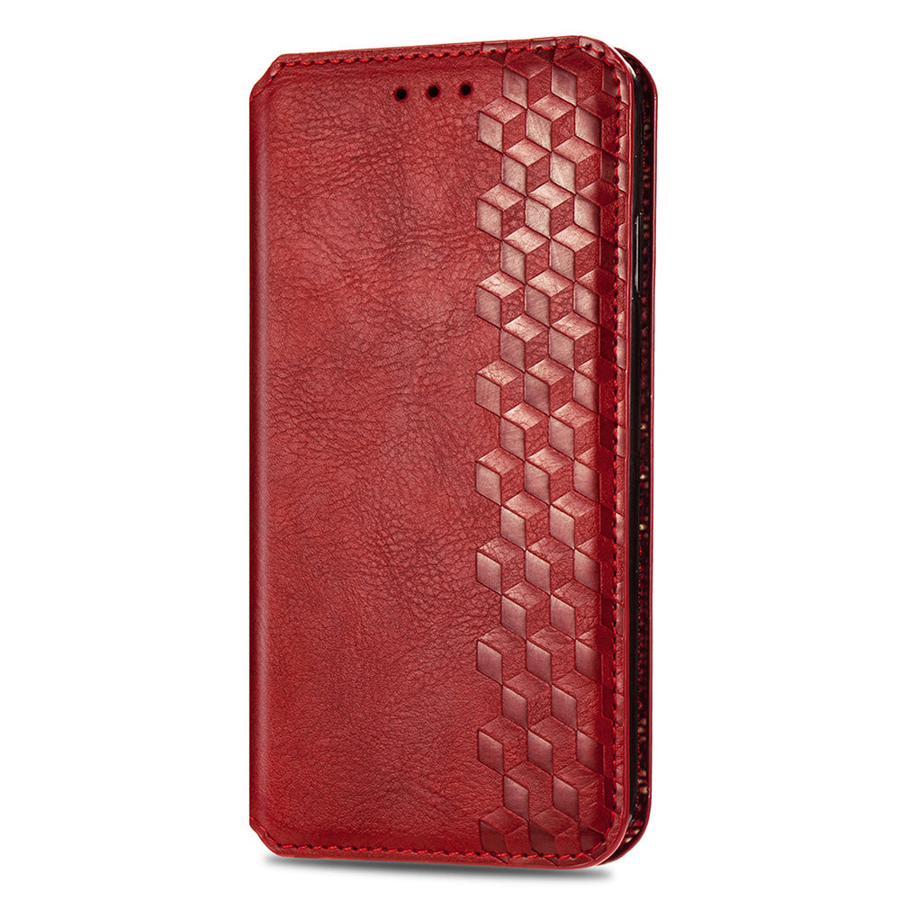 For Xiaomi Redmi Note 13 Pro+ 5G Cover Rhombus Imprinted Leather Phone Case - Red