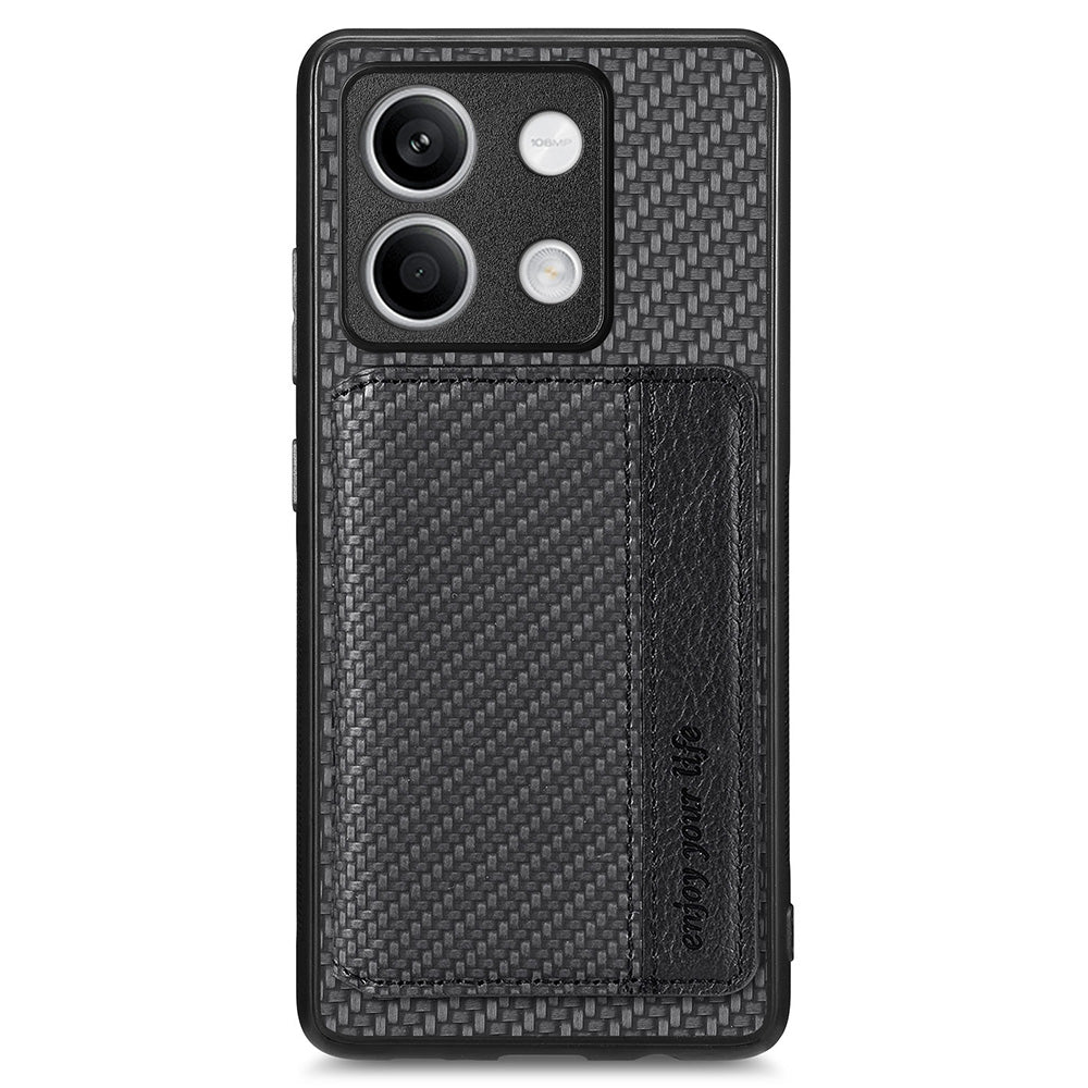 For Xiaomi Redmi Note 13 5G Case Carbon Fiber Texture PU Leather Coated PC+TPU Phone Shell - Black