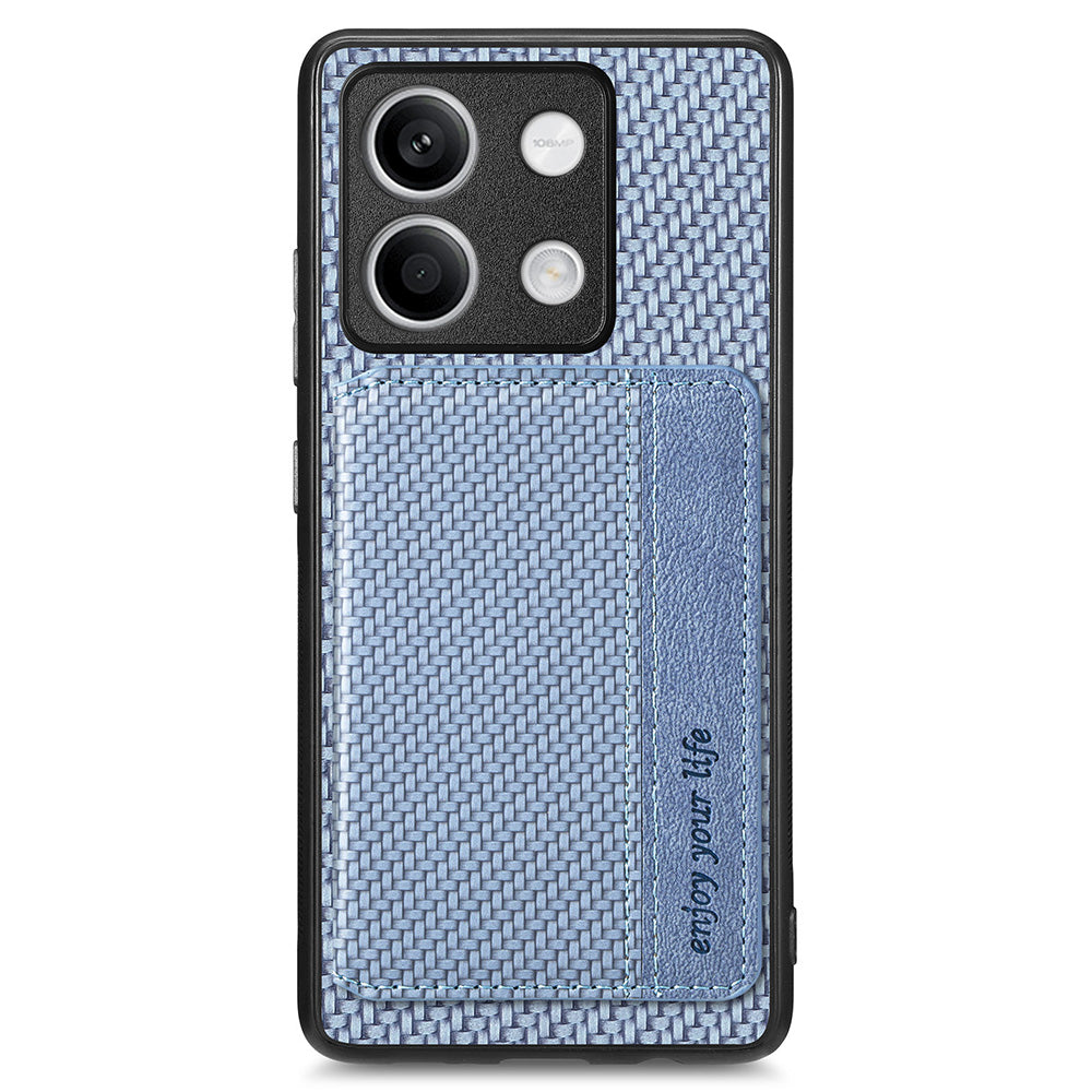 For Xiaomi Redmi Note 13 5G Case Carbon Fiber Texture PU Leather Coated PC+TPU Phone Shell - Blue