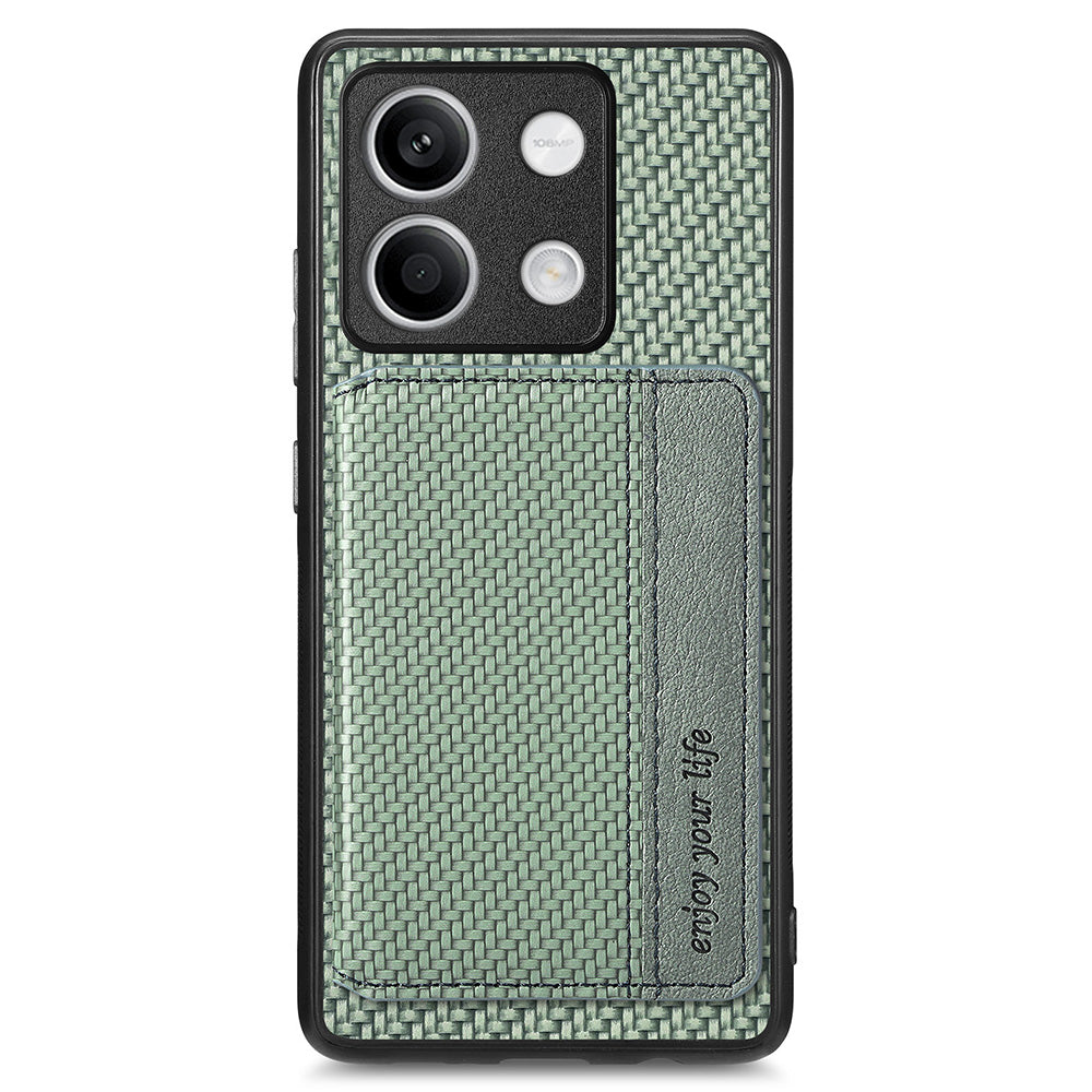 For Xiaomi Redmi Note 13 5G Case Carbon Fiber Texture PU Leather Coated PC+TPU Phone Shell - Green
