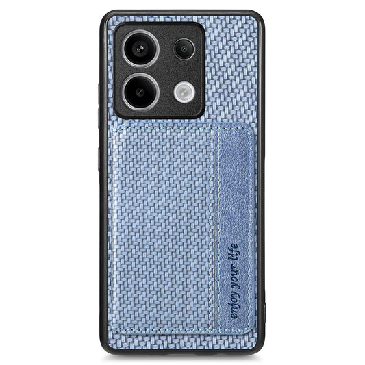For Xiaomi Redmi Note 13 Pro 5G / Poco X6 5G Case Slim-Fit Kickstand Carbon Fiber Texture Protective Shell - Blue