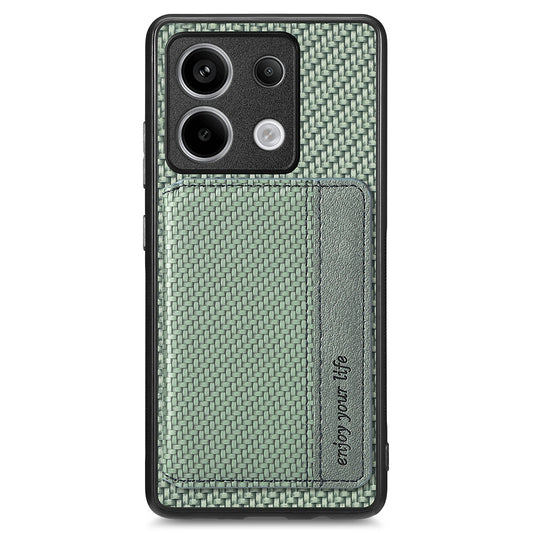For Xiaomi Redmi Note 13 Pro 5G / Poco X6 5G Case Slim-Fit Kickstand Carbon Fiber Texture Protective Shell - Green