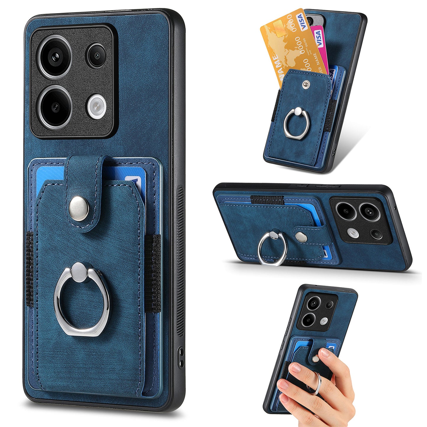 D2 For Xiaomi Redmi Note 13 Pro 5G / Poco X6 5G Phone Case with Ring Kickstand Anit-Fall Cover - Blue