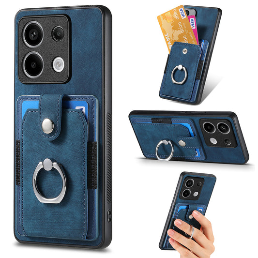 D2 For Xiaomi Redmi Note 13 Pro 5G / Poco X6 5G Phone Case with Ring Kickstand Anit-Fall Cover - Blue