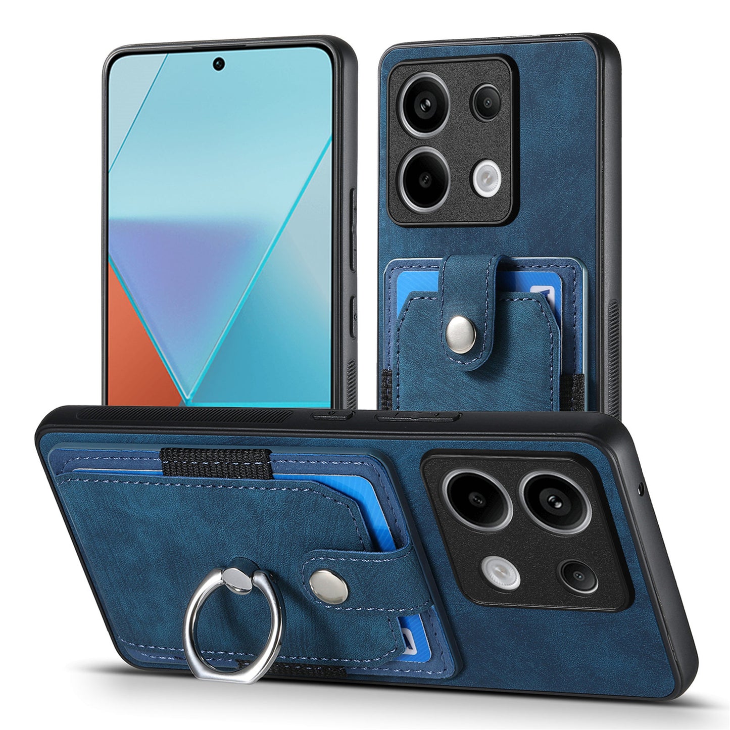 D2 For Xiaomi Redmi Note 13 Pro 5G / Poco X6 5G Phone Case with Ring Kickstand Anit-Fall Cover - Blue