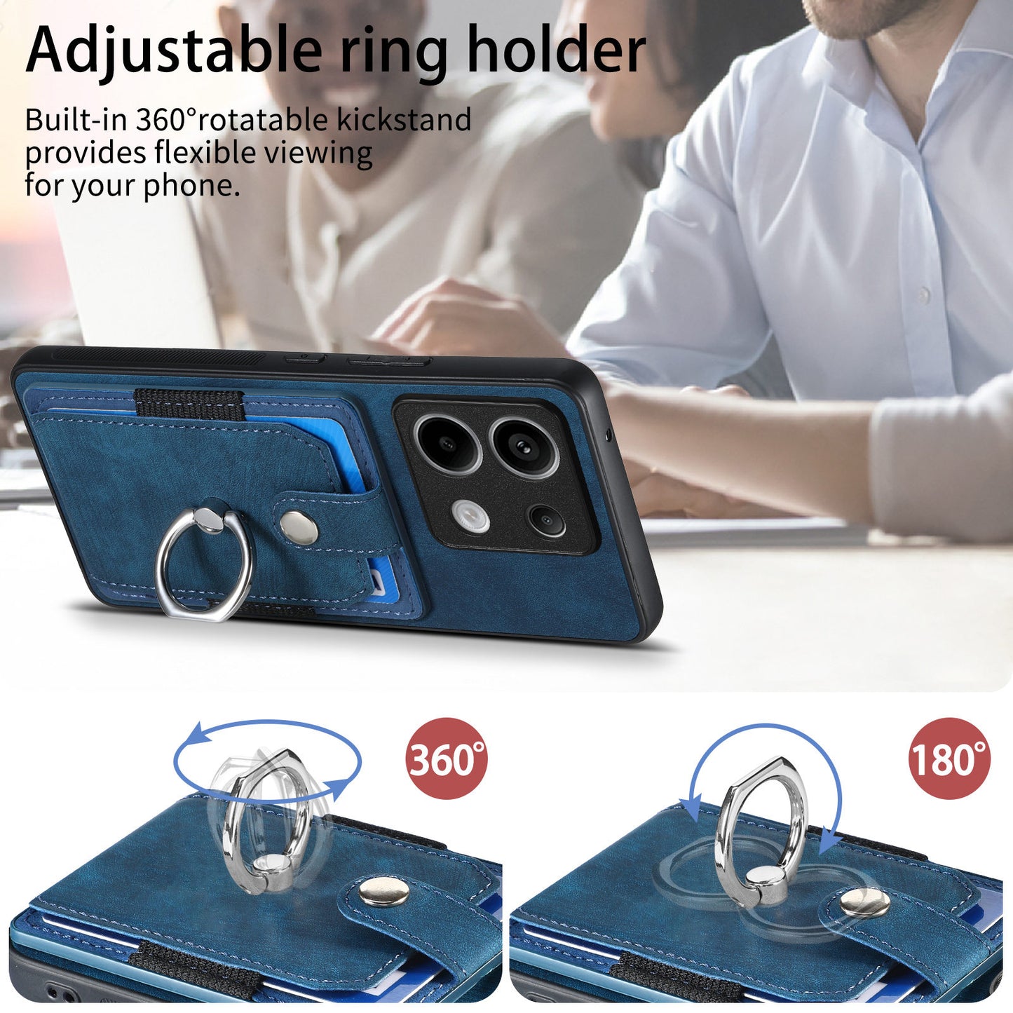 D2 For Xiaomi Redmi Note 13 Pro 5G / Poco X6 5G Phone Case with Ring Kickstand Anit-Fall Cover - Blue