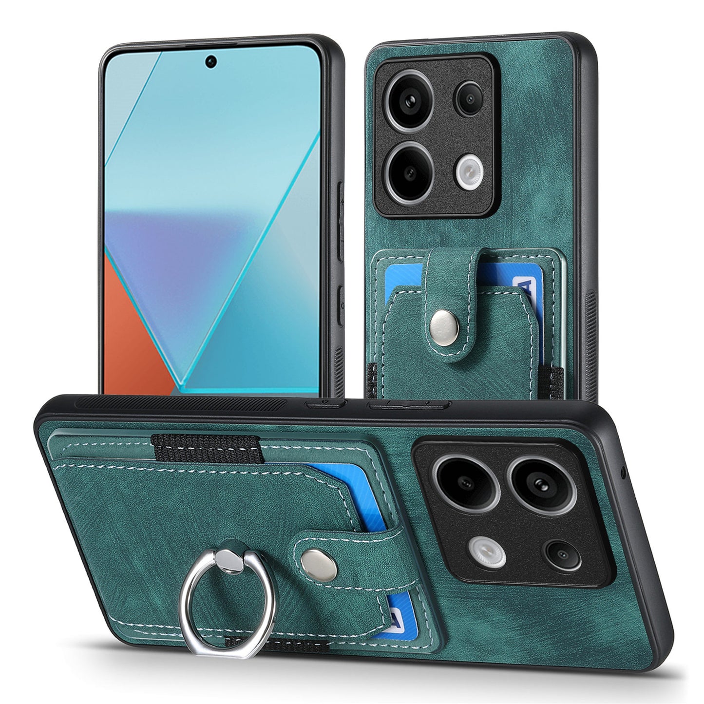 D2 For Xiaomi Redmi Note 13 Pro 5G / Poco X6 5G Phone Case with Ring Kickstand Anit-Fall Cover - Green