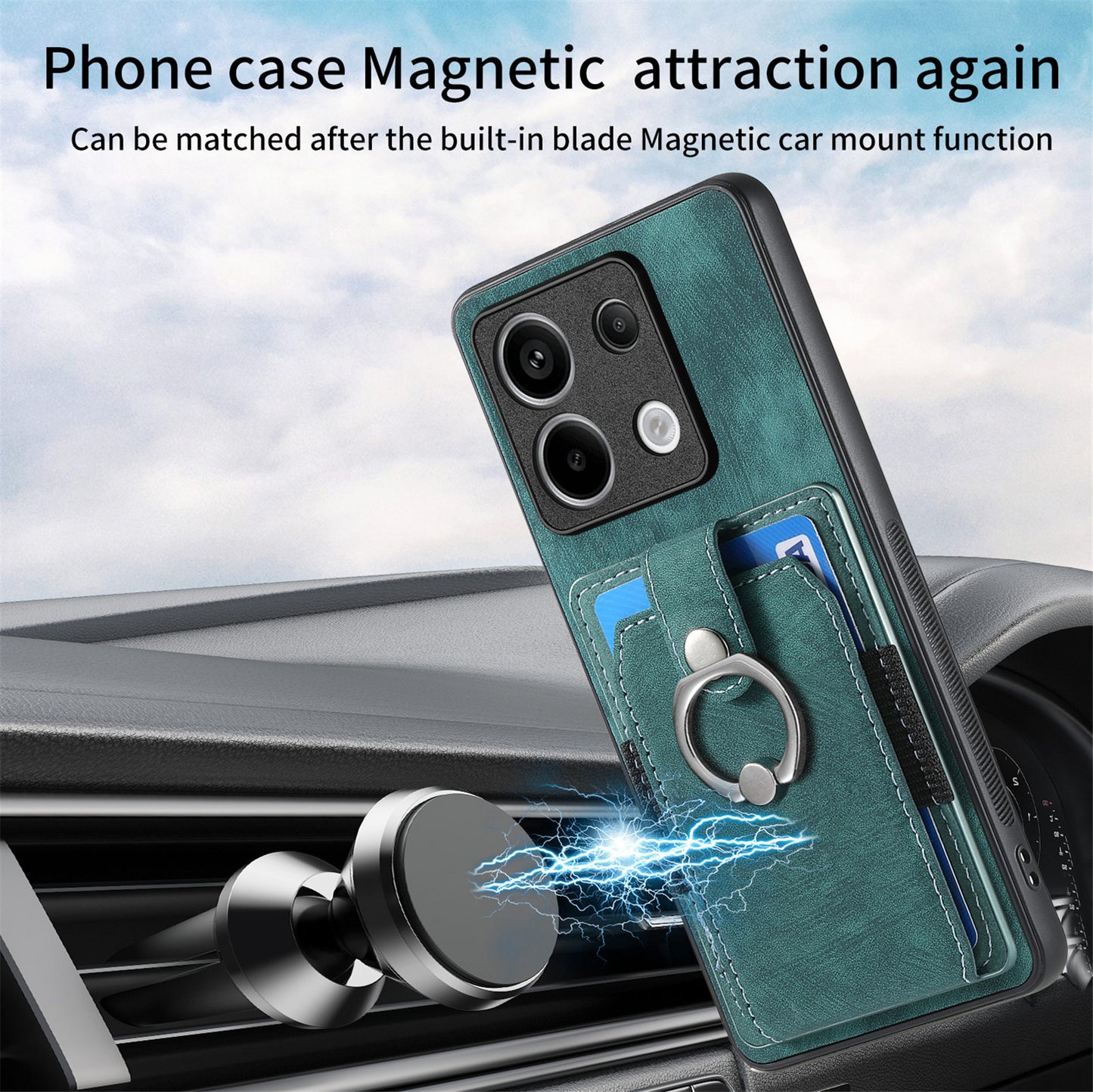 D2 For Xiaomi Redmi Note 13 Pro 5G / Poco X6 5G Phone Case with Ring Kickstand Anit-Fall Cover - Green