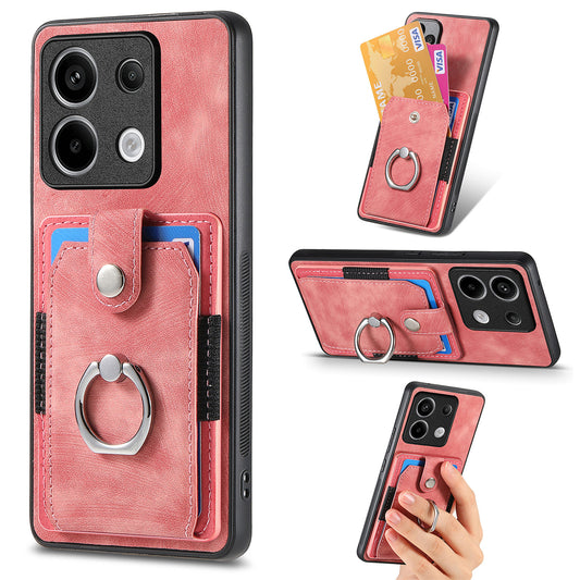 D2 For Xiaomi Redmi Note 13 Pro 5G / Poco X6 5G Phone Case with Ring Kickstand Anit-Fall Cover - Pink