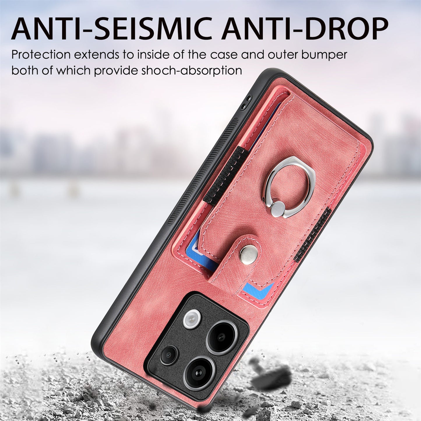 D2 For Xiaomi Redmi Note 13 Pro 5G / Poco X6 5G Phone Case with Ring Kickstand Anit-Fall Cover - Pink