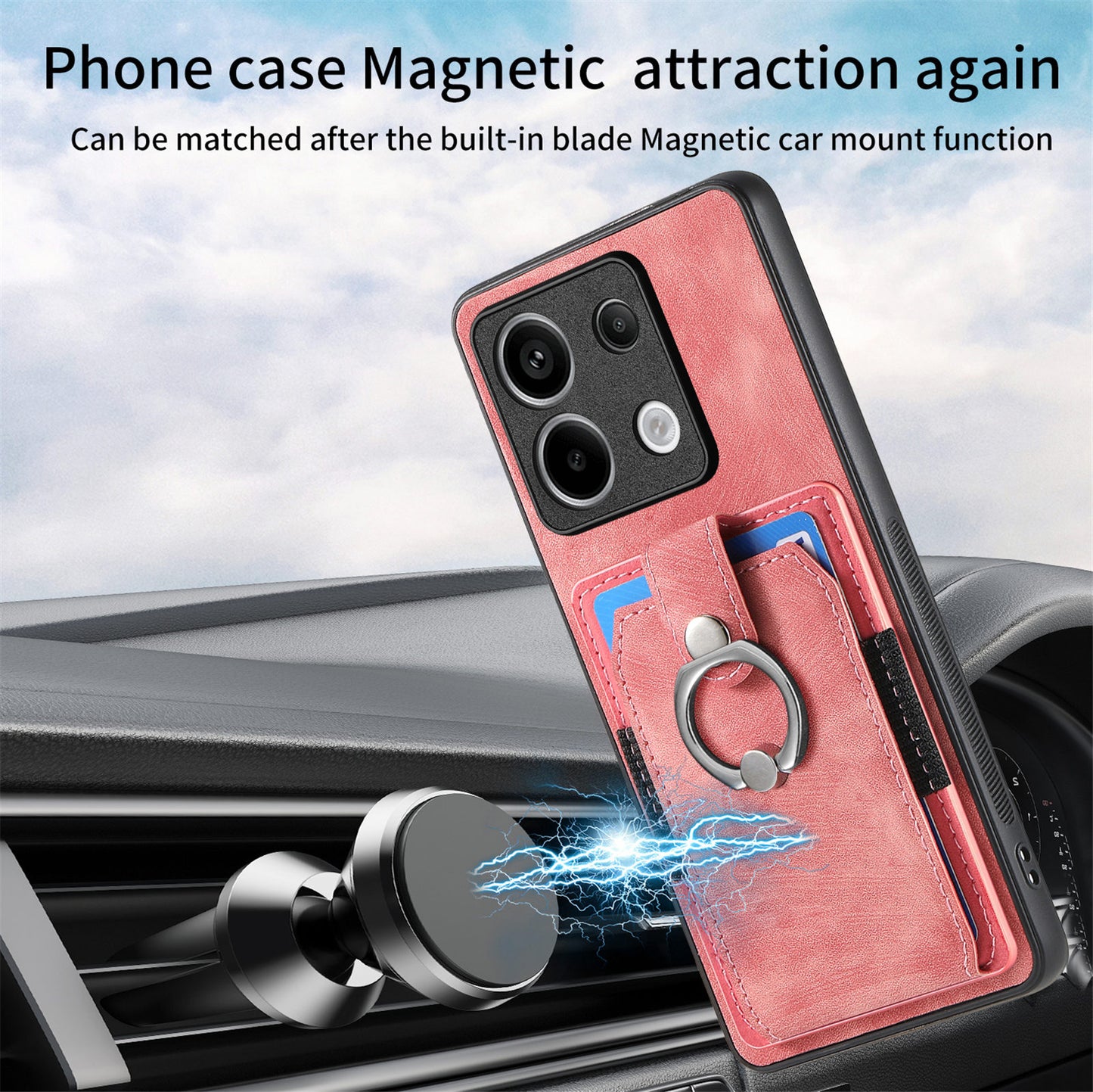 D2 For Xiaomi Redmi Note 13 Pro 5G / Poco X6 5G Phone Case with Ring Kickstand Anit-Fall Cover - Pink