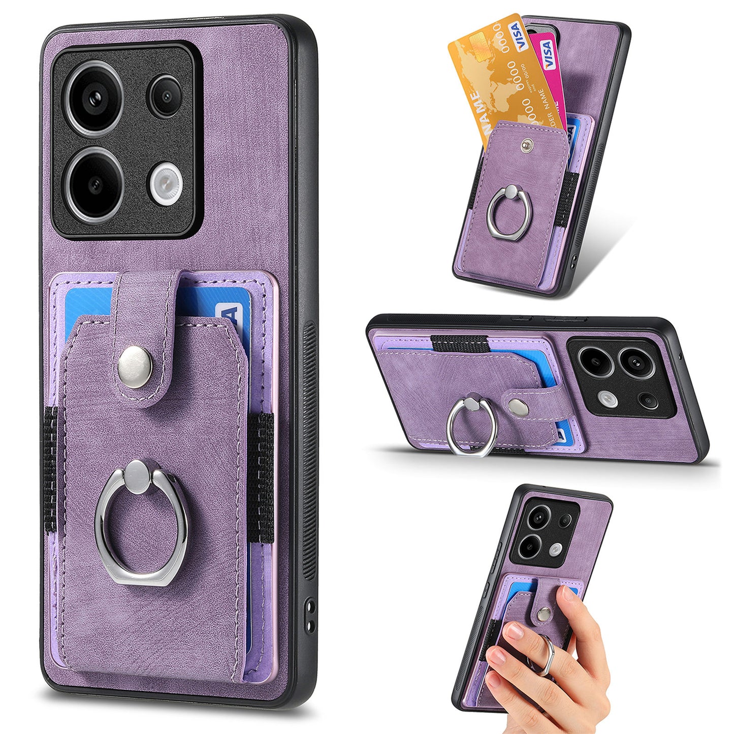 D2 For Xiaomi Redmi Note 13 Pro 5G / Poco X6 5G Phone Case with Ring Kickstand Anit-Fall Cover - Purple