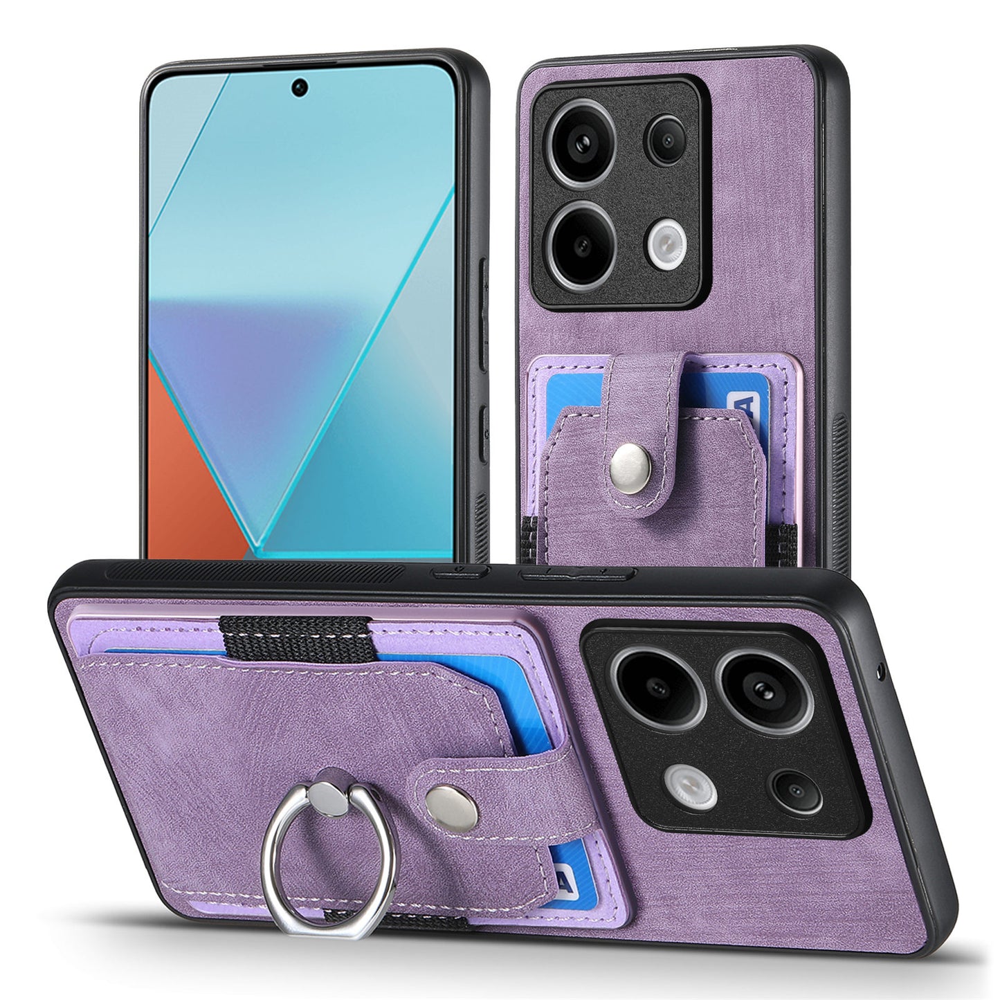 D2 For Xiaomi Redmi Note 13 Pro 5G / Poco X6 5G Phone Case with Ring Kickstand Anit-Fall Cover - Purple