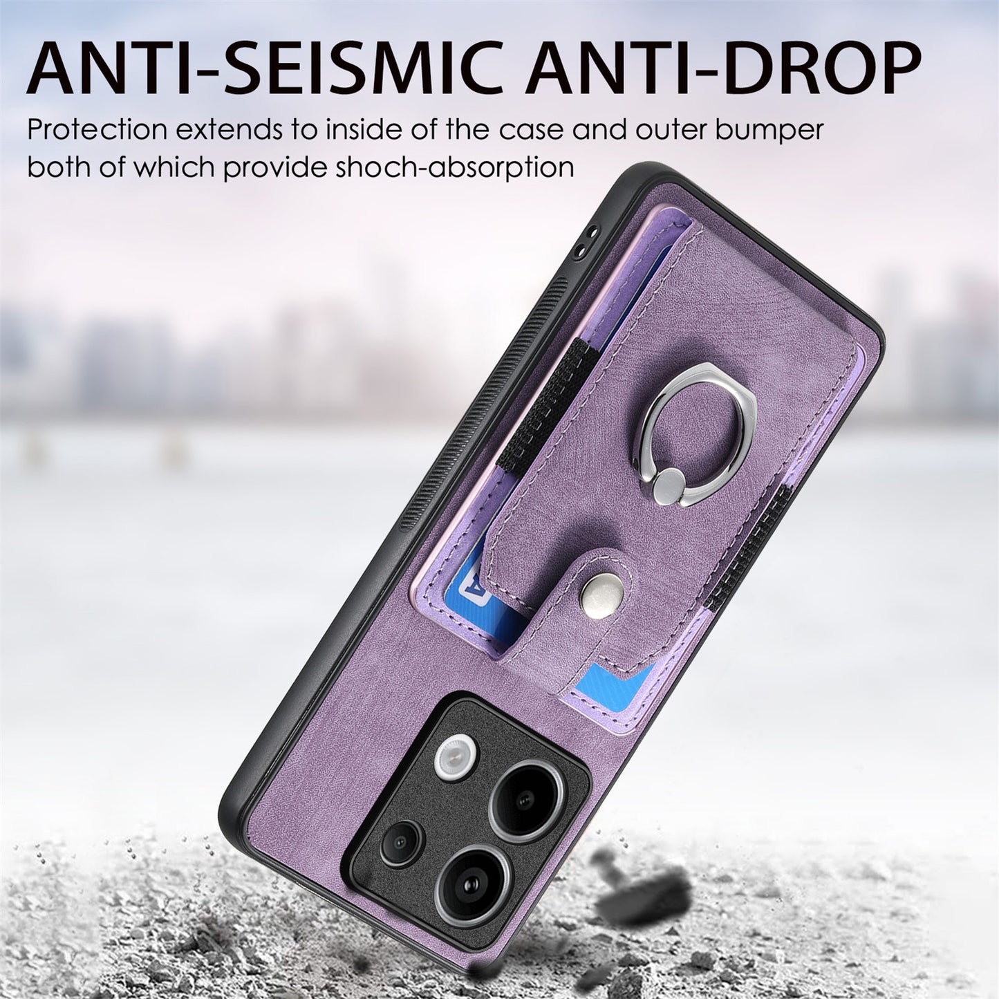 D2 For Xiaomi Redmi Note 13 Pro 5G / Poco X6 5G Phone Case with Ring Kickstand Anit-Fall Cover - Purple