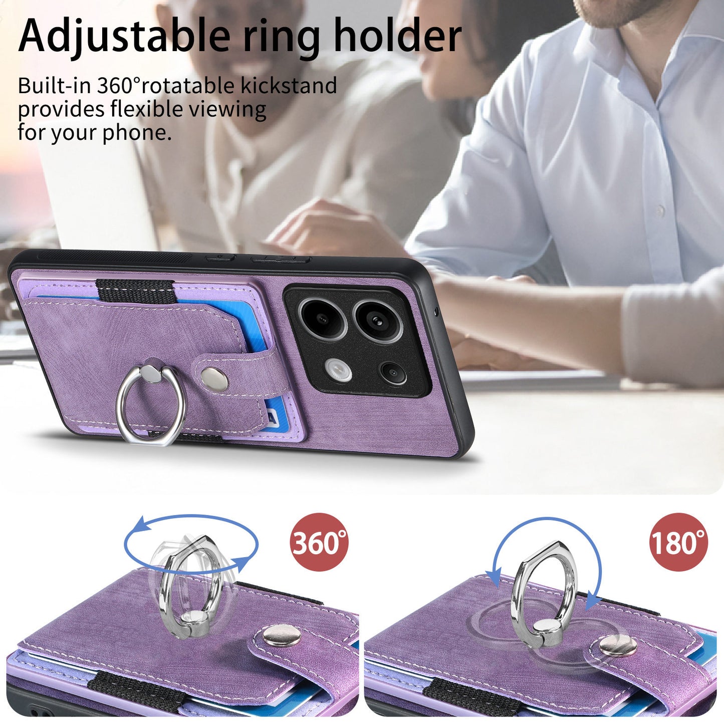 D2 For Xiaomi Redmi Note 13 Pro 5G / Poco X6 5G Phone Case with Ring Kickstand Anit-Fall Cover - Purple