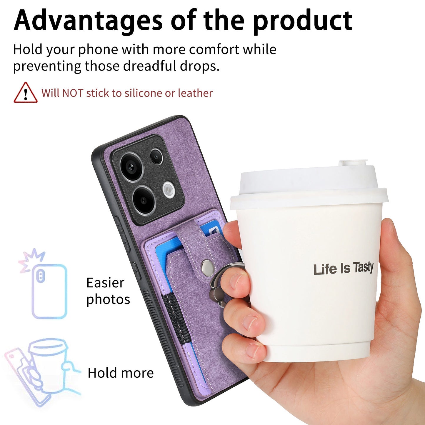 D2 For Xiaomi Redmi Note 13 Pro 5G / Poco X6 5G Phone Case with Ring Kickstand Anit-Fall Cover - Purple