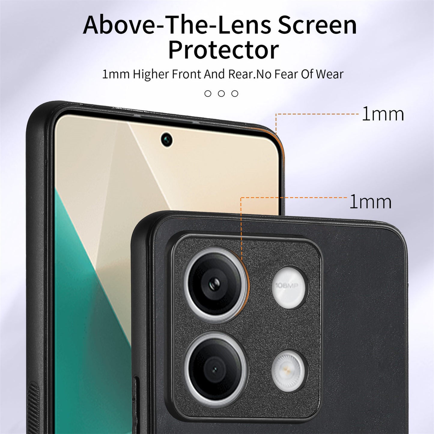 D2 For Xiaomi Redmi Note 13 5G Phone Case Vintage Texture Rotation Ring Holder Card Slots - Black