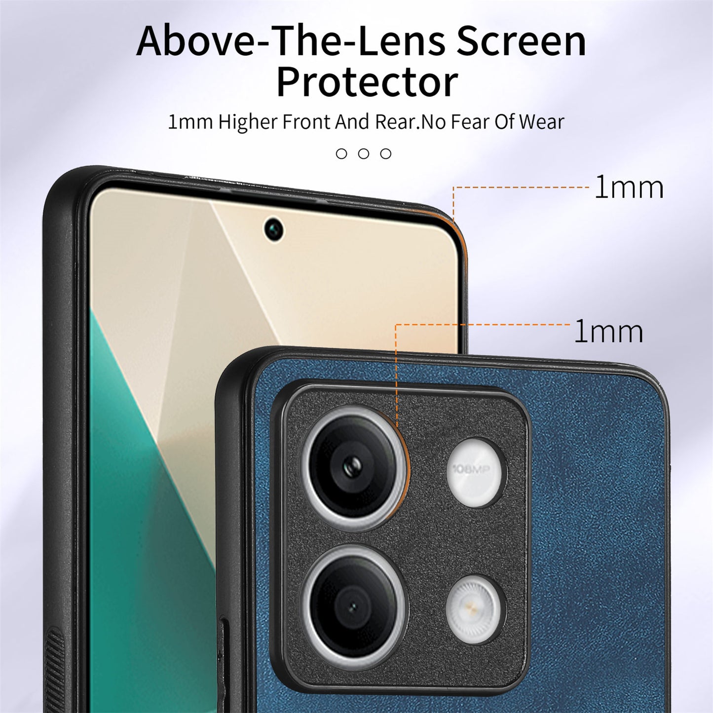 D2 For Xiaomi Redmi Note 13 5G Phone Case Vintage Texture Rotation Ring Holder Card Slots - Blue