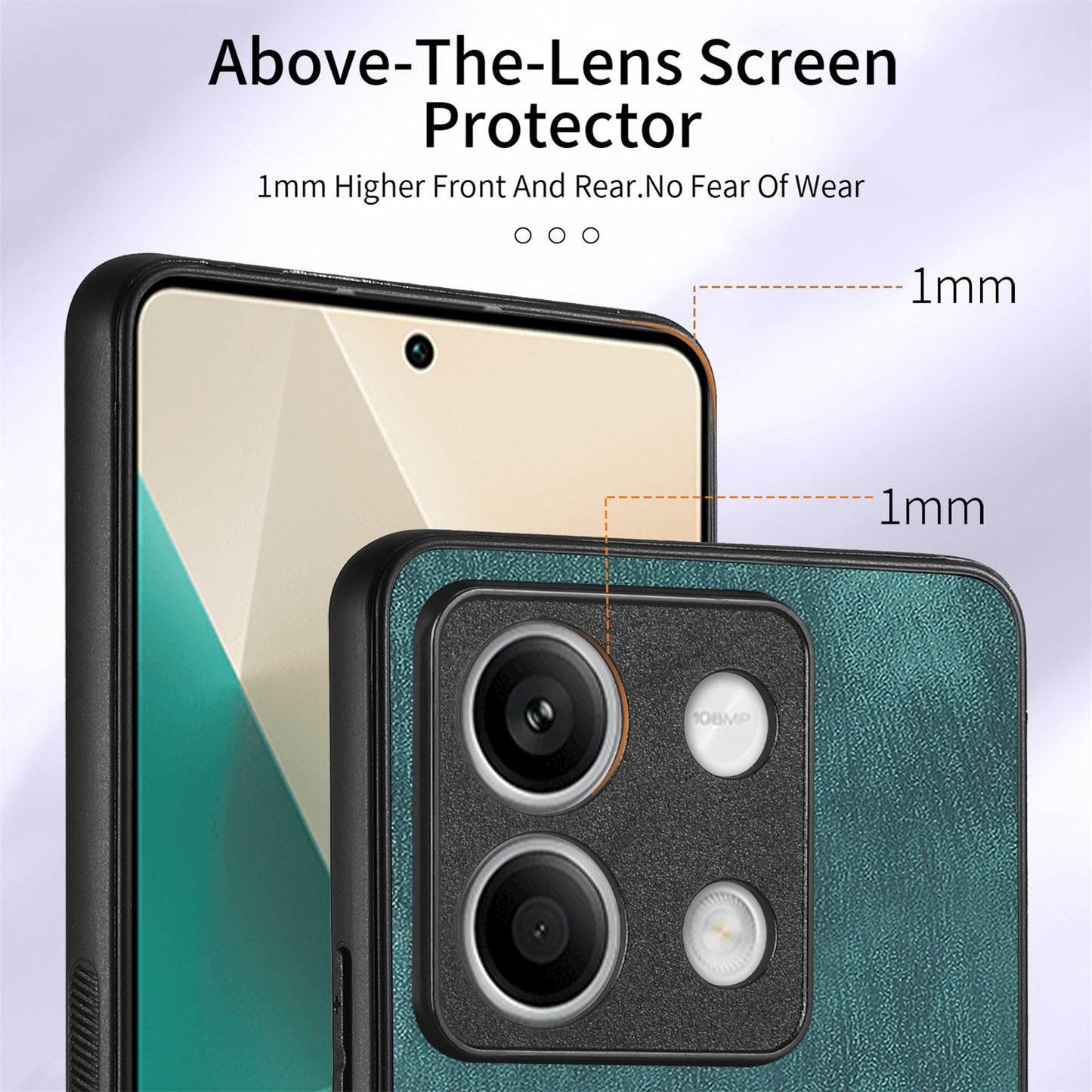 D2 For Xiaomi Redmi Note 13 5G Phone Case Vintage Texture Rotation Ring Holder Card Slots - Green