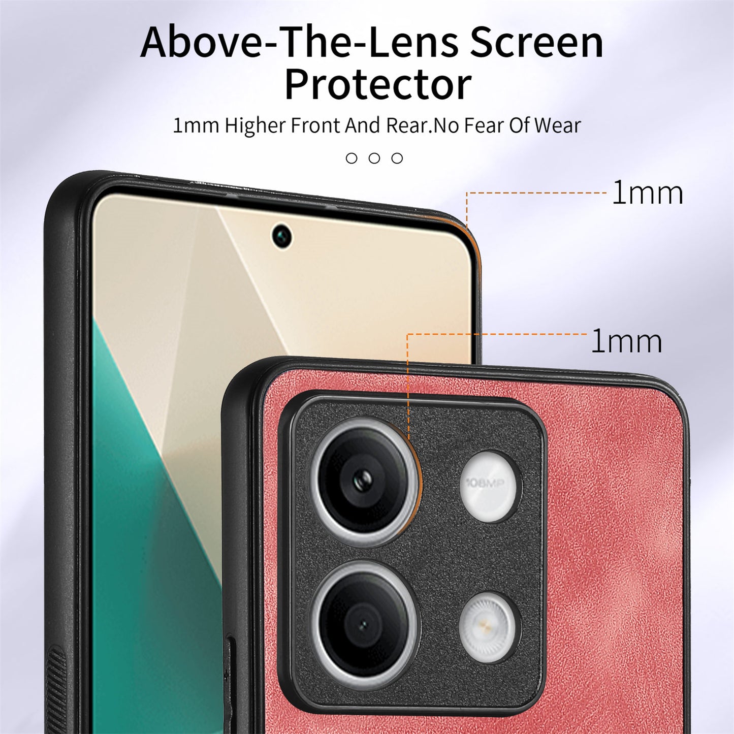 D2 For Xiaomi Redmi Note 13 5G Phone Case Vintage Texture Rotation Ring Holder Card Slots - Pink