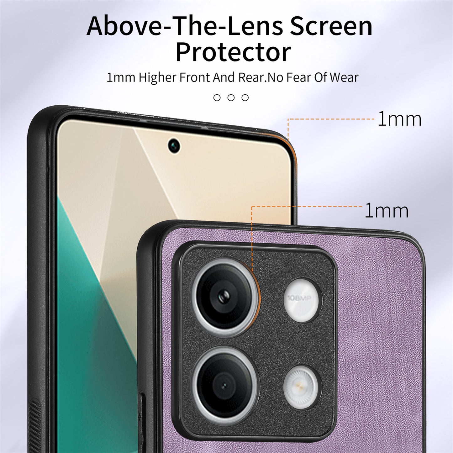 D2 For Xiaomi Redmi Note 13 5G Phone Case Vintage Texture Rotation Ring Holder Card Slots - Purple