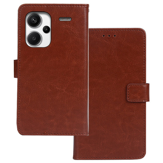IDEWEI For Xiaomi Redmi Note 13 Pro+ 5G Case TPU+PU Leather Stand Phone Protector - Brown
