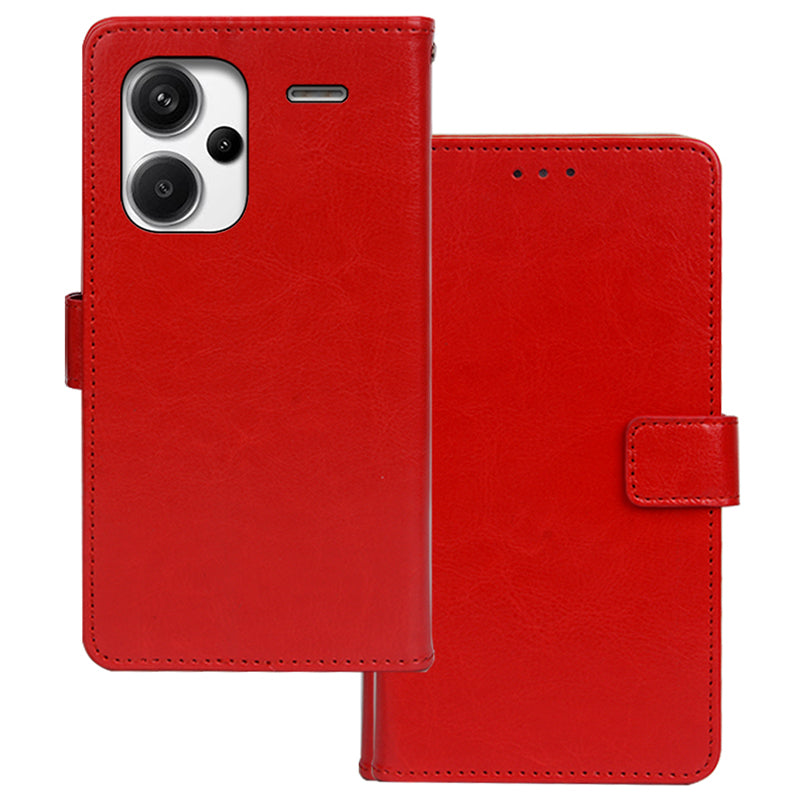 IDEWEI For Xiaomi Redmi Note 13 Pro+ 5G Case TPU+PU Leather Stand Phone Protector - Red