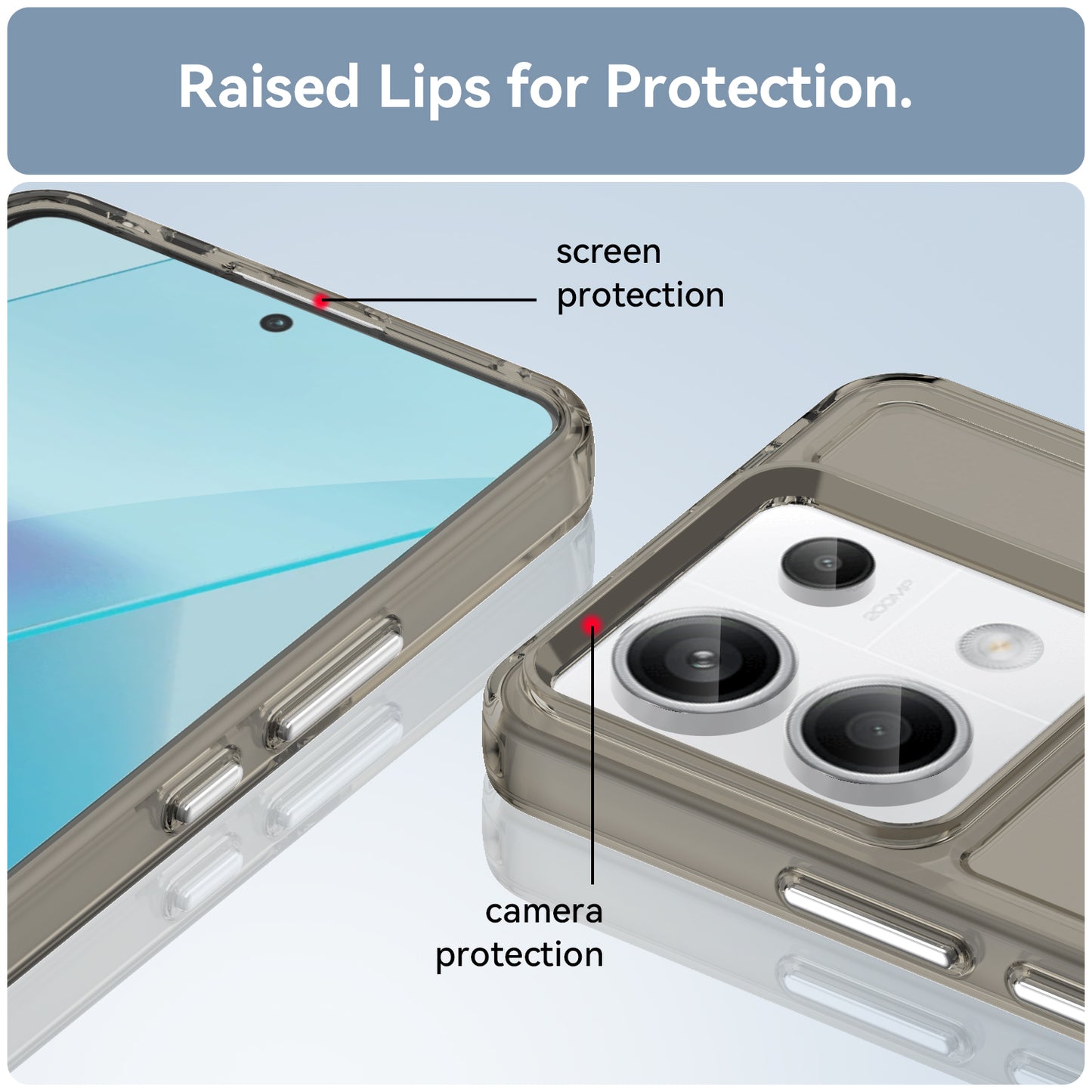 Candy Series for Xiaomi Redmi Note 13 Pro 5G / Poco X6 5G Case Clear TPU Mobile Phone Cover - Transparent Grey