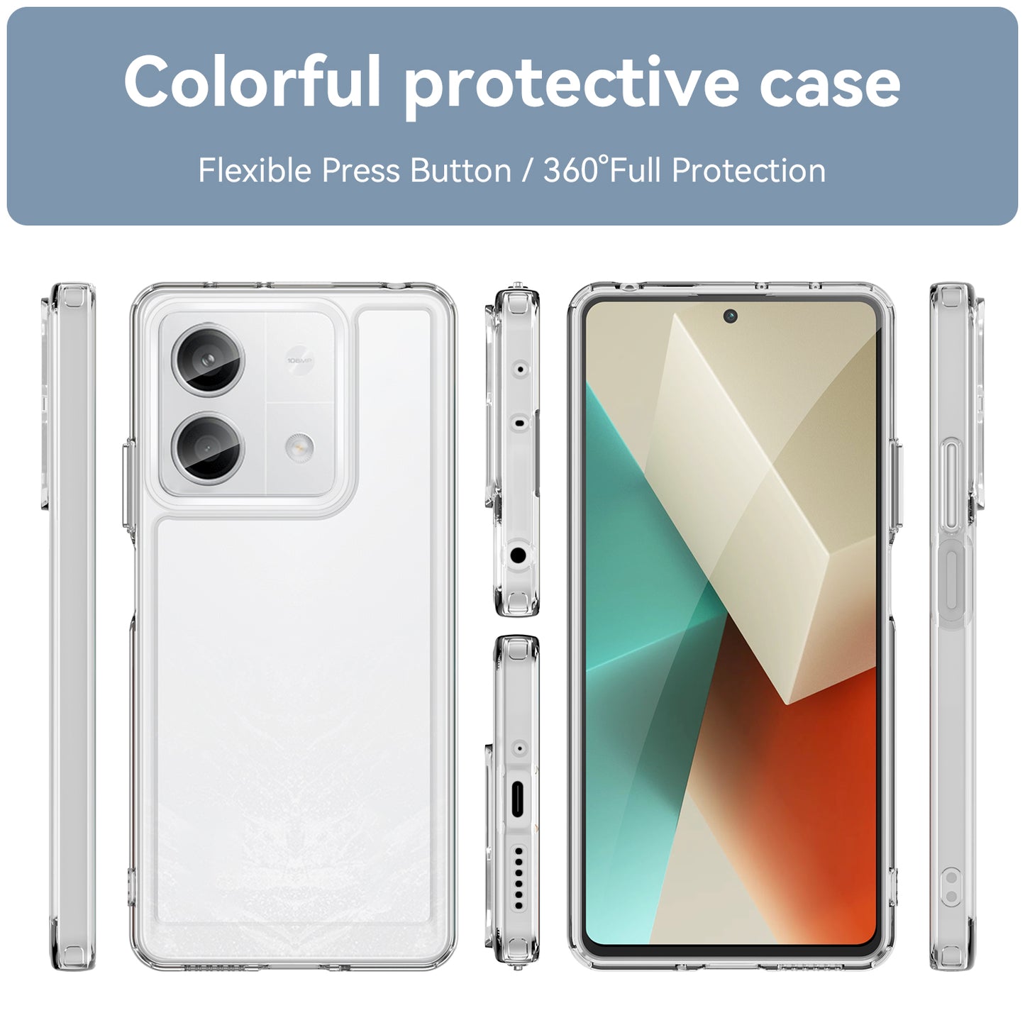For Xiaomi Redmi Note 13 5G Case Candy Series Clear TPU Cell Phone Cover - Transparent