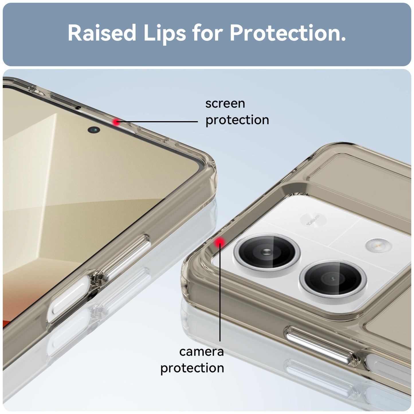 For Xiaomi Redmi Note 13 5G Case Candy Series Clear TPU Cell Phone Cover - Transparent Grey