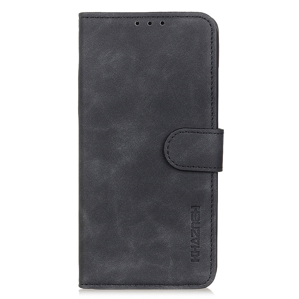 KHAZNEH For Xiaomi Redmi Note 13R Pro 5G Cell Phone Case Leather Retro Style Stand Cover - Black