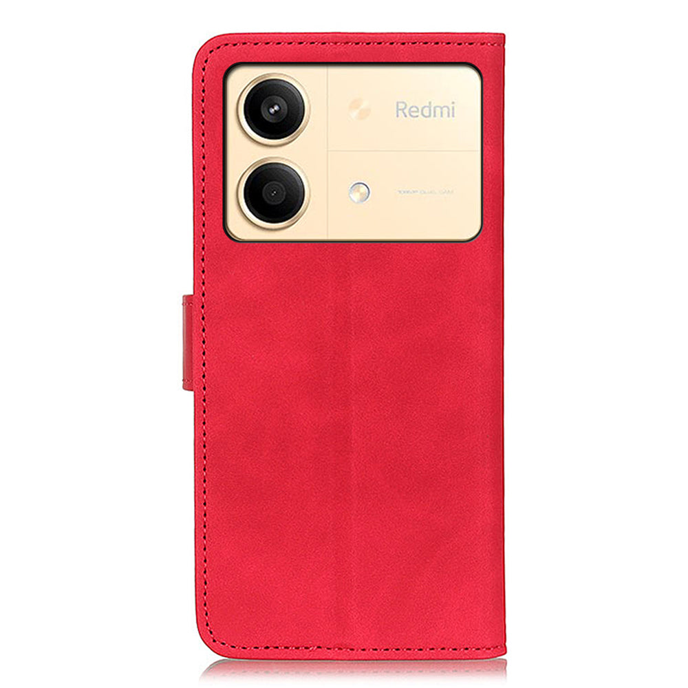 KHAZNEH For Xiaomi Redmi Note 13R Pro 5G Cell Phone Case Leather Retro Style Stand Cover - Red