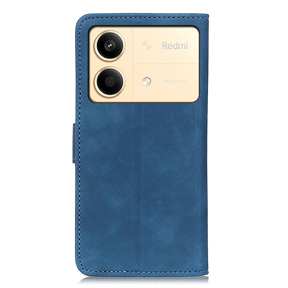 KHAZNEH For Xiaomi Redmi Note 13R Pro 5G Cell Phone Case Leather Retro Style Stand Cover - Blue