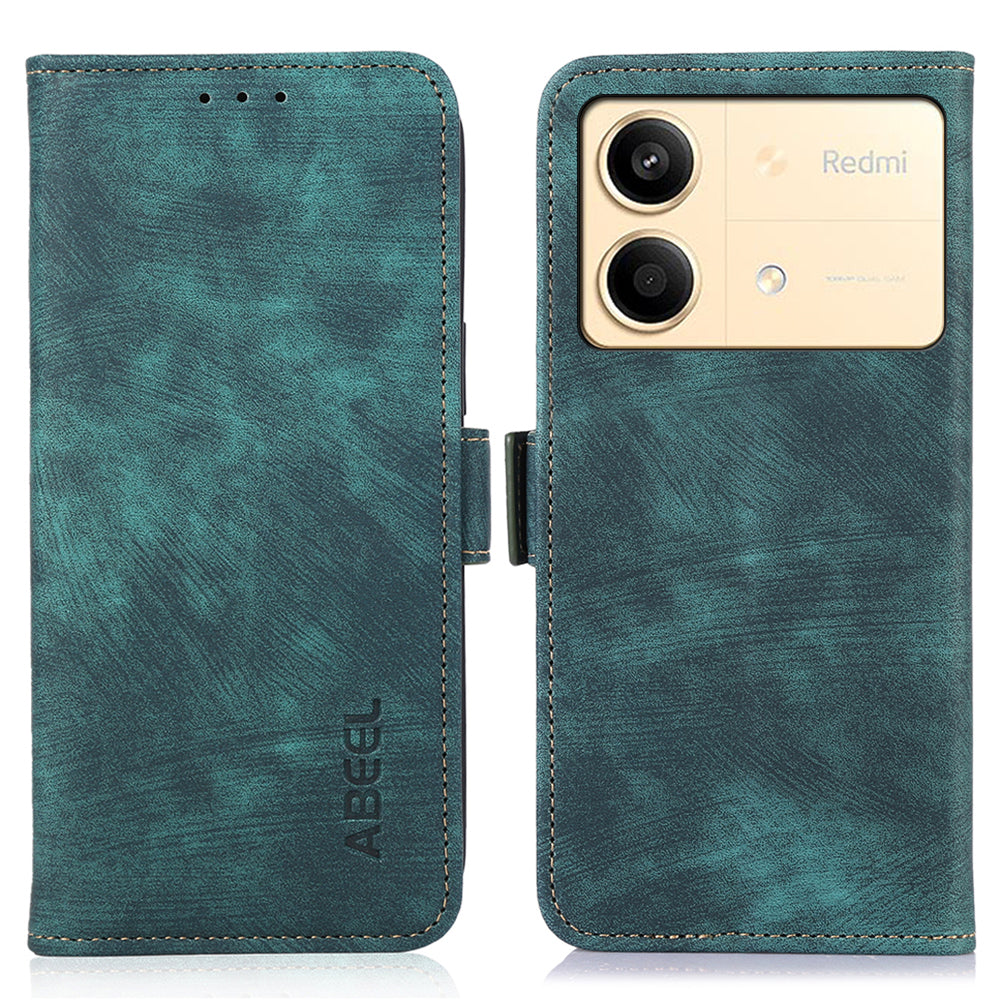 ABEEL For Xiaomi Redmi Note 13R Pro 5G Cell Phone Case Side Magnetic Clasp PU Leather Cover - Green
