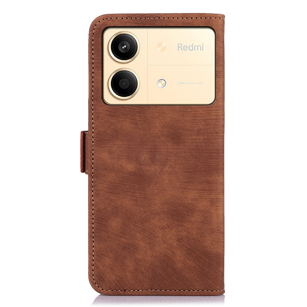 ABEEL For Xiaomi Redmi Note 13R Pro 5G Cell Phone Case Side Magnetic Clasp PU Leather Cover - Brown