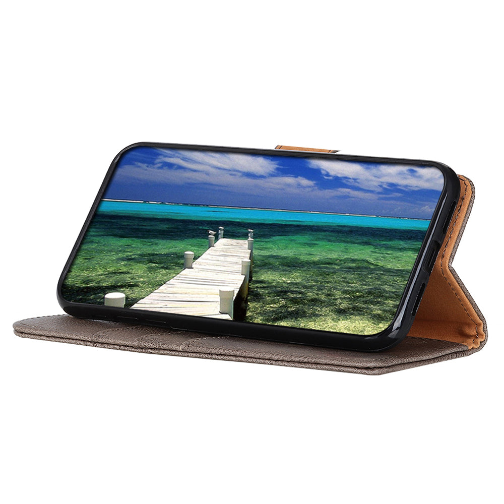 KHAZNEH For Xiaomi Redmi Note 13R Pro 5G Phone Case Cowhide Texture PU Leather Cover - Khaki