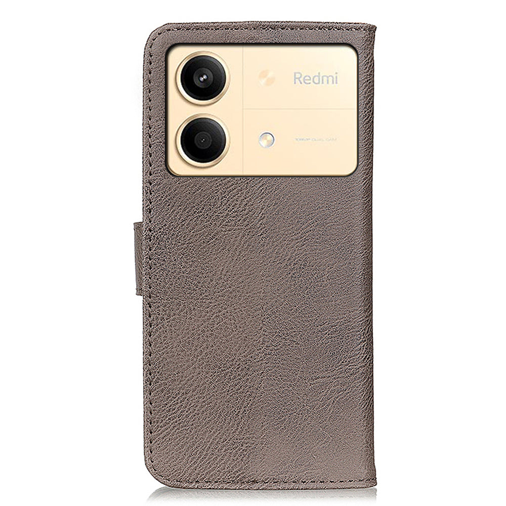 KHAZNEH For Xiaomi Redmi Note 13R Pro 5G Phone Case Cowhide Texture PU Leather Cover - Khaki