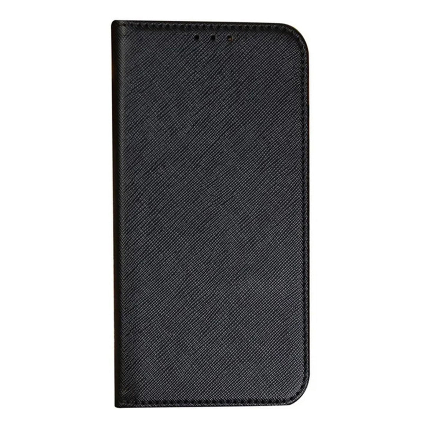 For Xiaomi Redmi Note 13 5G Case Cross Texture PU Leather Stand Magnetic Closing Phone Cover - Black