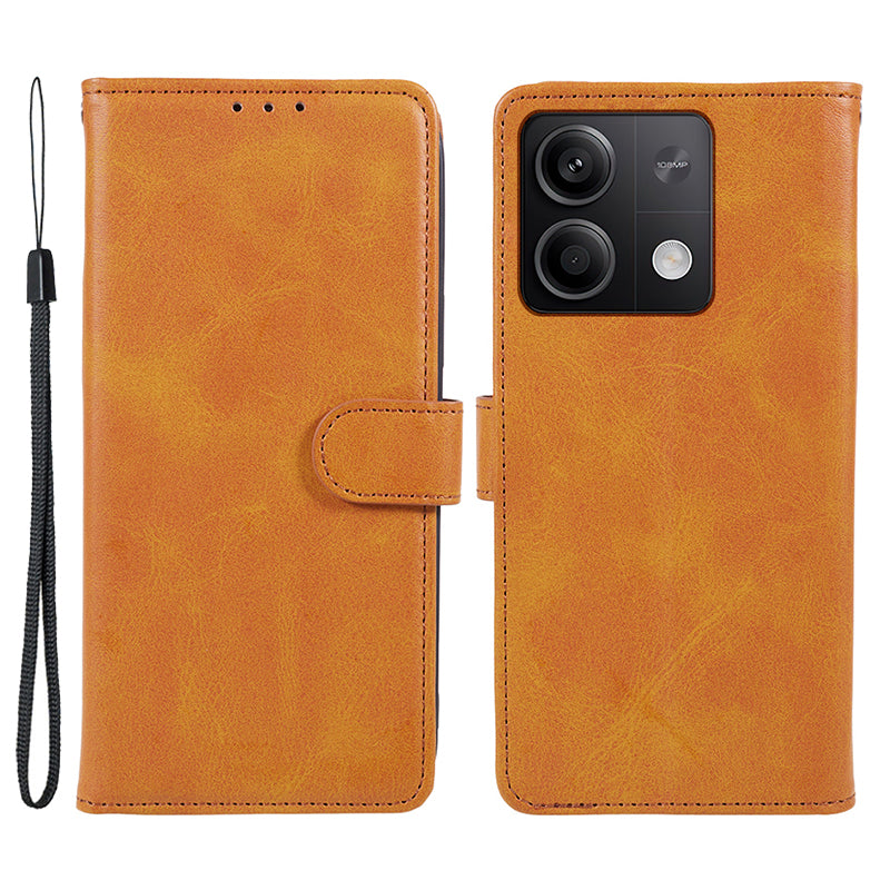 For Xiaomi Redmi Note 13 5G Shockproof Phone Case Magnetic PU Leather Wallet Stand Phone Shell - Khaki